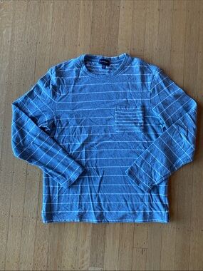 Club Monaco Men's Duofold Slim Stripe Pocket Long-Sleeve Shirt, Small